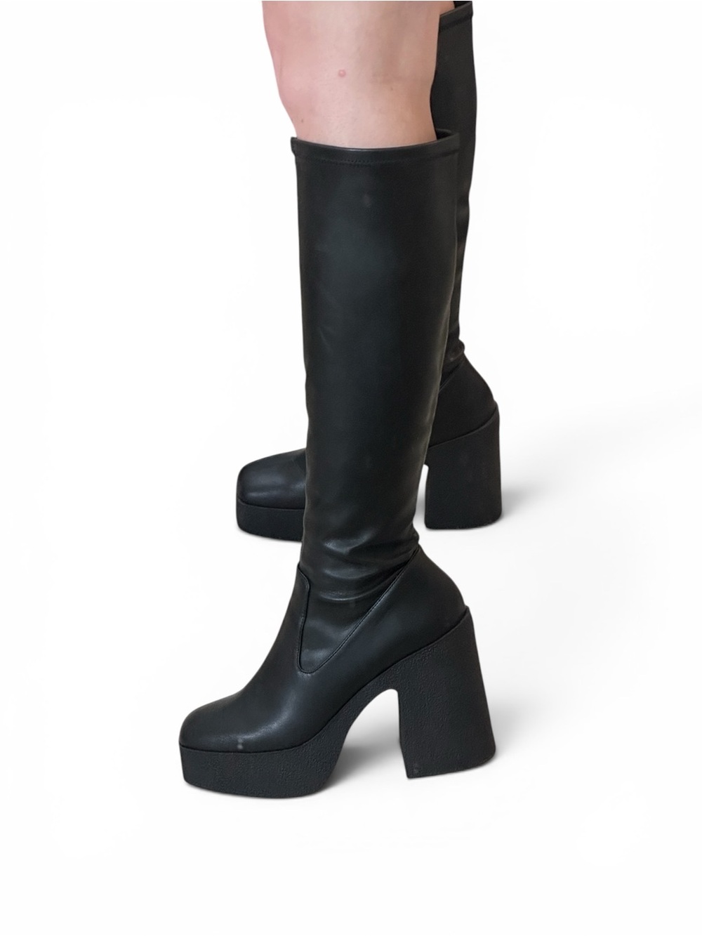 Abound Black Knee-High Platform Block Heel Boots - Picture 3 of 4